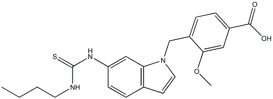 4-[6-(3-Butylthioureido)-1H-indol-1-ylmethyl]-3-methoxybenzoic acid Struktur