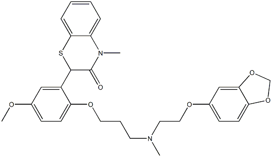 2-[2-[3-[N-[2-(3,4-Methylenedioxyphenoxy)ethyl]methylamino]propyloxy]-5-methoxyphenyl]-4-methyl-4H-1,4-benzothiazin-3(2H)-one Struktur