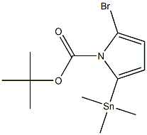 2-Bromo-5-(trimethylstannyl)-1H-pyrrole-1-carboxylic acid tert-butyl ester Struktur