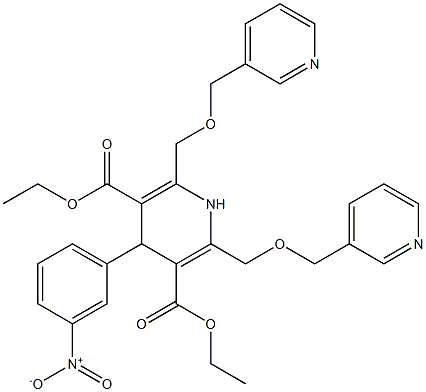 2,6-Bis(pyridin-3-ylmethoxymethyl)-4-(3-nitrophenyl)-1,4-dihydropyridine-3,5-dicarboxylic acid 3-ethyl 5-ethyl ester Struktur