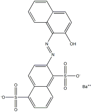 2-[(2-Hydroxy-1-naphtyl)azo]-1,5-naphthalenedisulfonic acid barium salt Struktur