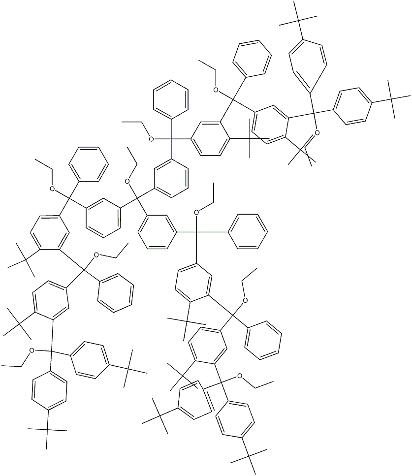 Tris[3-[3-[3-[bis(4-tert-butylphenyl)ethoxymethyl]phenyl(4-tert-butylphenyl)ethoxymethyl]phenyl(4-tert-butylphenyl)ethoxymethyl]phenyl]ethoxymethane Struktur