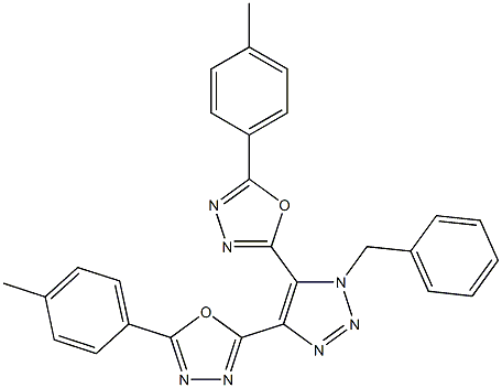 1-Benzyl-4,5-bis[5-(4-methylphenyl)-1,3,4-oxadiazol-2-yl]-1H-1,2,3-triazole Struktur