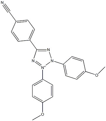 2,3-Bis(p-methoxyphenyl)-5-(p-cyanophenyl)-2H-tetrazol-3-ium Struktur