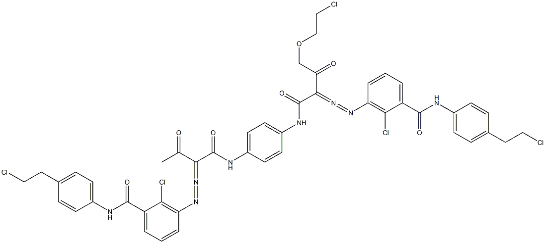 3,3'-[2-[(2-Chloroethyl)oxy]-1,4-phenylenebis[iminocarbonyl(acetylmethylene)azo]]bis[N-[4-(2-chloroethyl)phenyl]-2-chlorobenzamide] Struktur