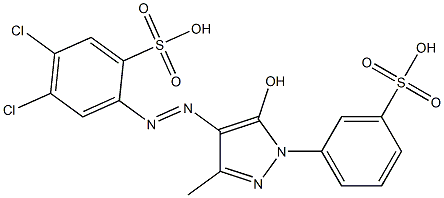 4,5-Dichloro-2-[[5-hydroxy-3-methyl-1-(3-sulfophenyl)-1H-pyrazol-4-yl]azo]benzenesulfonic acid Struktur