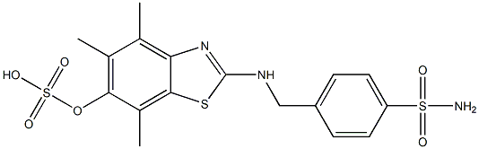 4-[[[6-(Sulfooxy)-4,5,7-trimethylbenzothiazol-2-yl]amino]methyl]benzenesulfonamide Struktur