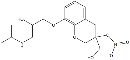 3,4-Dihydro-8-[2-hydroxy-3-[isopropylamino]propoxy]-2H-1-benzopyran-3-methanol 3-nitrate Struktur