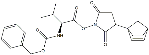 N-(Benzyloxycarbonyl)-L-valine [2,5-dioxo-3-(bicyclo[2.2.1]hept-2-en-1-yl)pyrrolidin-1-yl] ester Struktur