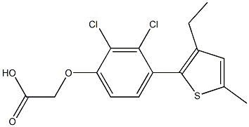 [4-[3-Ethyl-5-methylthiophen-2-yl]-2,3-dichlorophenoxy]acetic acid Struktur