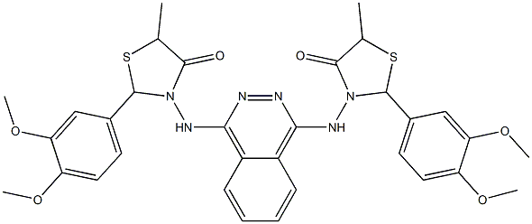 N,N'-Bis[2-(3,4-dimethoxyphenyl)-5-methyl-4-oxothiazolidin-3-yl]phthalazine-1,4-diamine Struktur