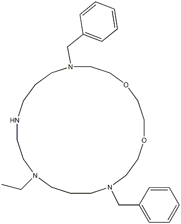 4,15-Dibenzyl-8-ethyl-1,18-dioxa-4,8,11,15-tetraazacycloicosane Struktur