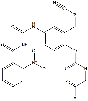 1-(2-Nitrobenzoyl)-3-[4-[(5-bromo-2-pyrimidinyl)oxy]-3-thiocyanatomethylphenyl]urea Struktur