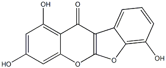 1,3,7-Trihydroxy-11H-benzofuro[2,3-b][1]benzopyran-11-one Struktur