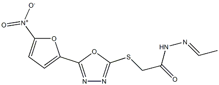 N2-Ethylidene-2-[5-(5-nitro-2-furyl)-1,3,4-oxadiazol-2-ylthio]acetohydrazide Struktur