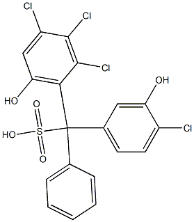 (4-Chloro-3-hydroxyphenyl)(2,3,4-trichloro-6-hydroxyphenyl)phenylmethanesulfonic acid Struktur