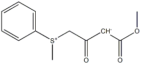 Methyl(phenyl)sulfonioacetyl(methoxycarbonyl)methanide Struktur