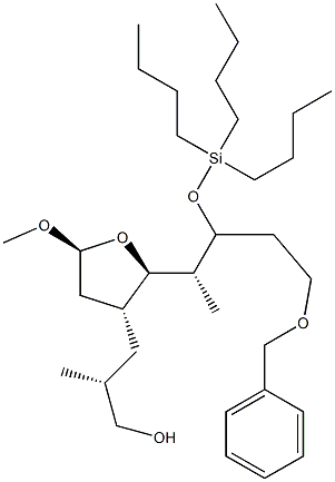 (2R)-2-Methyl-3-[[(2S,3R,5S)-5-methoxy-2-[(1R,2R)-4-(benzyloxy)-2-(tributylsiloxy)-1-methylbutyl]tetrahydrofuran]-3-yl]-1-propanol Struktur