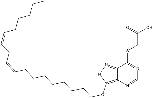 2-Methyl-3-[[(9Z,12Z)-octadeca-9,12-dien-1-yl]oxy]-7-(carboxymethylthio)-2H-pyrazolo[4,3-d]pyrimidine Struktur