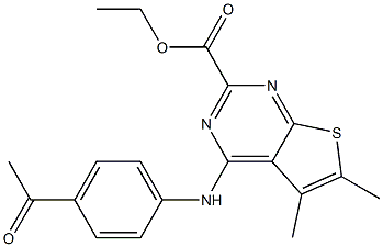 5,6-Dimethyl-4-(4-acetylphenylamino)thieno[2,3-d]pyrimidine-2-carboxylic acid ethyl ester Struktur