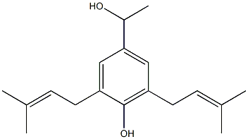 4-(1-Hydroxyethyl)-2,6-bis(3-methyl-2-butenyl)phenol Struktur