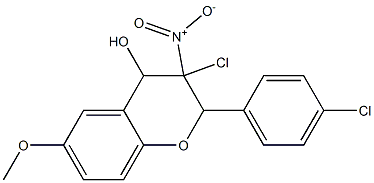 3-Chloro-3,4-dihydro-4-hydroxy-3-nitro-2-(4-chlorophenyl)-6-methoxy-2H-1-benzopyran Struktur