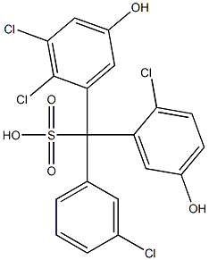 (3-Chlorophenyl)(2-chloro-5-hydroxyphenyl)(2,3-dichloro-5-hydroxyphenyl)methanesulfonic acid Struktur