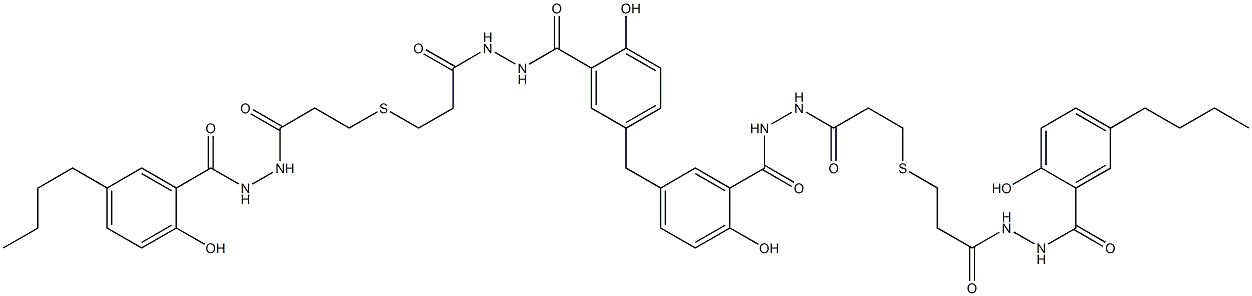 5,5'-Methylenebis[N'-[3-[[2-[[N'-(5-butylsalicyloyl)hydrazino]carbonyl]ethyl]thio]propionyl]salicylic hydrazide] Struktur