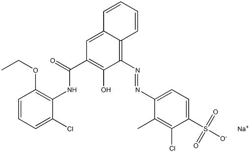 2-Chloro-3-methyl-4-[[3-[[(2-chloro-6-ethoxyphenyl)amino]carbonyl]-2-hydroxy-1-naphtyl]azo]benzenesulfonic acid sodium salt Struktur