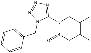 2-(1-Benzyl-1H-tetrazol-5-yl)-4,5-dimethyl-3,6-dihydro-2H-1,2-thiazine 1-oxide Struktur