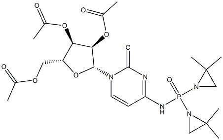 2'-O,3'-O,5'-O-Triacetyl-N-[bis(2,2-dimethyl-1-aziridinyl)phosphinyl]cytidine Struktur