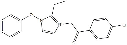 1-Phenoxy-2-ethyl-3-(4-chlorophenylcarbonylmethyl)-1H-imidazol-3-ium Struktur