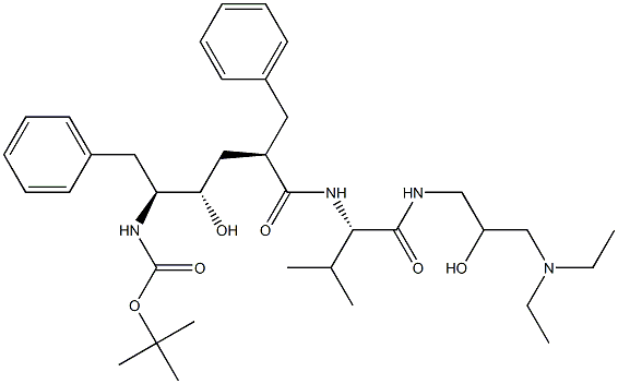 (2S)-2-[[(2R,4S,5S)-5-(tert-Butoxycarbonylamino)-2-benzyl-4-hydroxy-6-phenylhexanoyl]amino]-N-(3-diethylamino-2-hydroxypropyl)-3-methylbutyramide Struktur