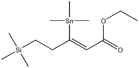 (Z)-3-(Trimethylstannyl)-5-(trimethylsilyl)-2-pentenoic acid ethyl ester Struktur