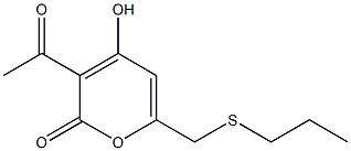 3-Acetyl-4-hydroxy-6-propylthiomethyl-2H-pyran-2-one Struktur