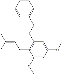 4-(3-Methyl-2-butenyl)-5-(2-phenylethyl)-1,3-dimethoxybenzene Struktur