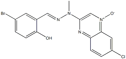 6-Chloro-2-[2-(2-hydroxy-5-bromobenzylidene)-1-methylhydrazino]quinoxaline 4-oxide Struktur