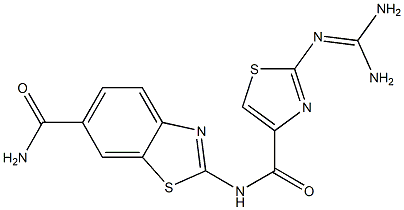 2-(Diaminomethyleneamino)-N-(6-carbamoyl-2-benzothiazolyl)thiazole-4-carboxamide Struktur