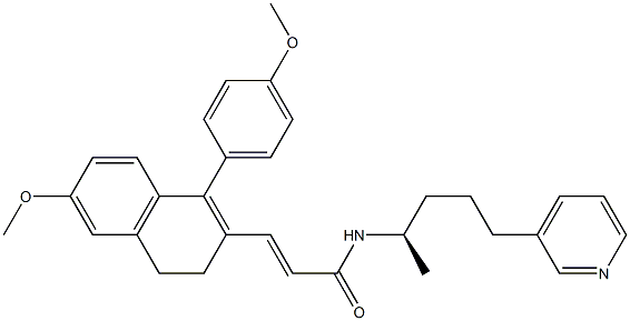 (E)-3-[[3,4-Dihydro-6-methoxy-1-(4-methoxyphenyl)naphthalen]-2-yl]-N-[(R)-1-methyl-4-(3-pyridinyl)butyl]acrylamide Struktur