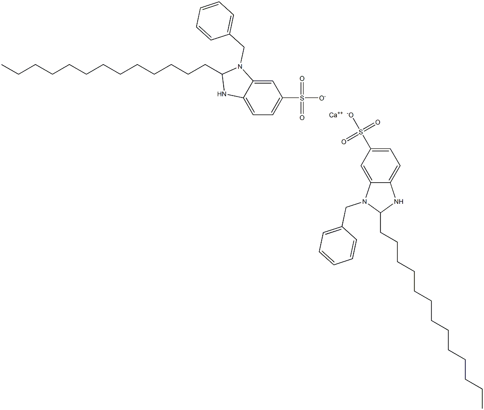 Bis(1-benzyl-2,3-dihydro-2-tridecyl-1H-benzimidazole-6-sulfonic acid)calcium salt Struktur