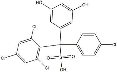 (4-Chlorophenyl)(2,4,6-trichlorophenyl)(3,5-dihydroxyphenyl)methanesulfonic acid Struktur