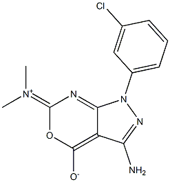 [1,6-Dihydro-3-amino-1-(3-chlorophenyl)-6-(dimethyliminio)pyrazolo[3,4-d][1,3]oxazine]-4-olate Struktur