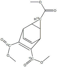 6,7-Bis(methoxycarbonyl)-(3-13C)tricyclo[3.2.2.02,4]nona-6,8-diene-3-(13C)carboxylic acid methyl ester Struktur