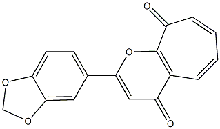 2-(1,3-Benzodioxol-5-yl)-4,9-dihydrocyclohepta[b]pyran-4,9-dione Struktur