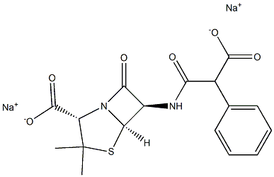 6-(2-Carboxy-2-phenylacetylamino)penicillanic acid disodium salt Struktur