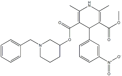 1,4-Dihydro-2,6-dimethyl-4-(3-nitrophenyl)pyridine-3,5-dicarboxylic acid 3-methyl 5-(1-benzylpiperidin-3-yl) ester Struktur