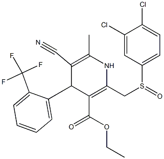 5-Cyano-1,4-dihydro-6-methyl-2-[(3,4-dichlorophenylsulfinyl)methyl]-4-(2-trifluoromethylphenyl)pyridine-3-carboxylic acid ethyl ester Struktur