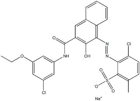 3-Chloro-6-methyl-2-[[3-[[(3-chloro-5-ethoxyphenyl)amino]carbonyl]-2-hydroxy-1-naphtyl]azo]benzenesulfonic acid sodium salt Struktur