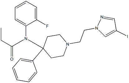 N-(2-Fluorophenyl)-N-[1-(2-(4-iodo-1H-pyrazol-1-yl)ethyl)-4-phenylpiperidin-4-yl]propanamide Struktur