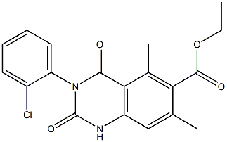 1,2,3,4-Tetrahydro-3-(2-chlorophenyl)-5,7-dimethyl-2,4-dioxoquinazoline-6-carboxylic acid ethyl ester Struktur